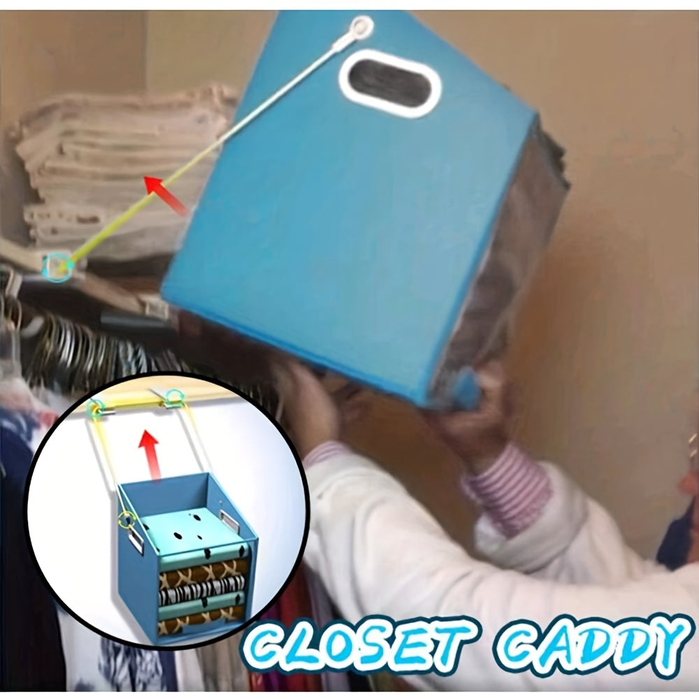 Pull-Down Shelf System Includes Collapsible Bins