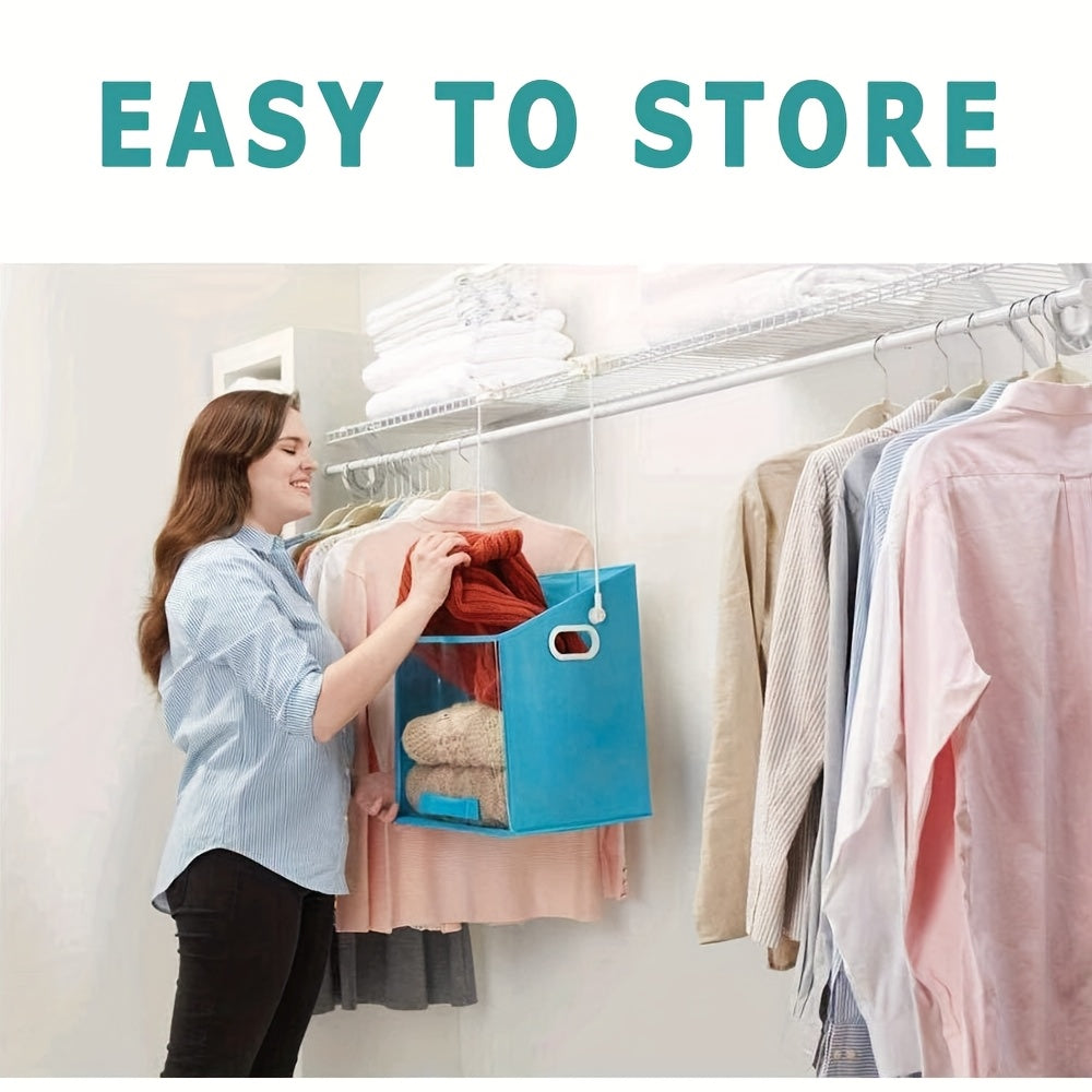 Pull-Down Shelf System Includes Collapsible Bins