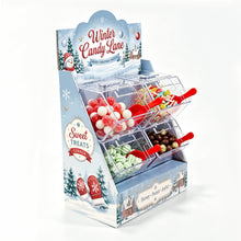 Christmas Candy Station with 4 Clear Bins & Scoops | Holiday Treat Display