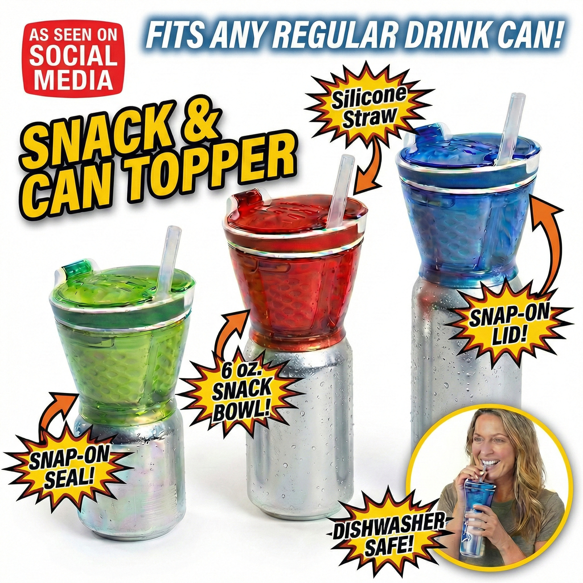 2-in-1 Snack Bowl & Soda Can Topper