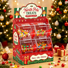 Christmas Candy Station with 4 Clear Bins & Scoops | Holiday Treat Display