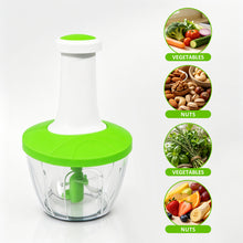 Manual Food Chopper and Mixer, Hand Press Vegetable Chopper with 3-Blade Cutter and Mixing Attachment, Compact Onion Garlic Herb Tomato Chopper, Clear Container Salsa Maker and Manual Food Processor for Kitchen, No Electricity Required