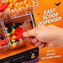 4-Bin Halloween Candy Dispenser with Scoops – Witchy Candy Display Stand for Parties, Candy Buffets & Trick-or-Treat Stations