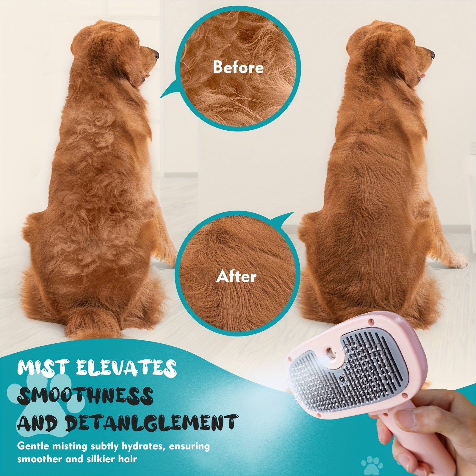 Pett Steam Brush 4 in 1 Brush with Soft Head for Shedding