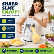 5-in-1 Rotary Cheese Grater, Manual Cheese Shredder, Hand Crank Cheese Grater With Reinforced Suction & 5 Interchangeable Drums - Easy to Use, Vegetable Chopper Round Mandoline Slicer