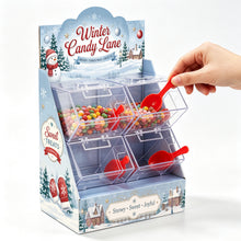 Christmas Candy Station with 4 Clear Bins & Scoops | Holiday Treat Display