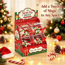 Christmas Candy Station with 4 Clear Bins & Scoops | Holiday Treat Display