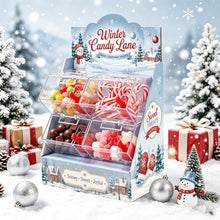 Christmas Candy Station with 4 Clear Bins & Scoops | Holiday Treat Display