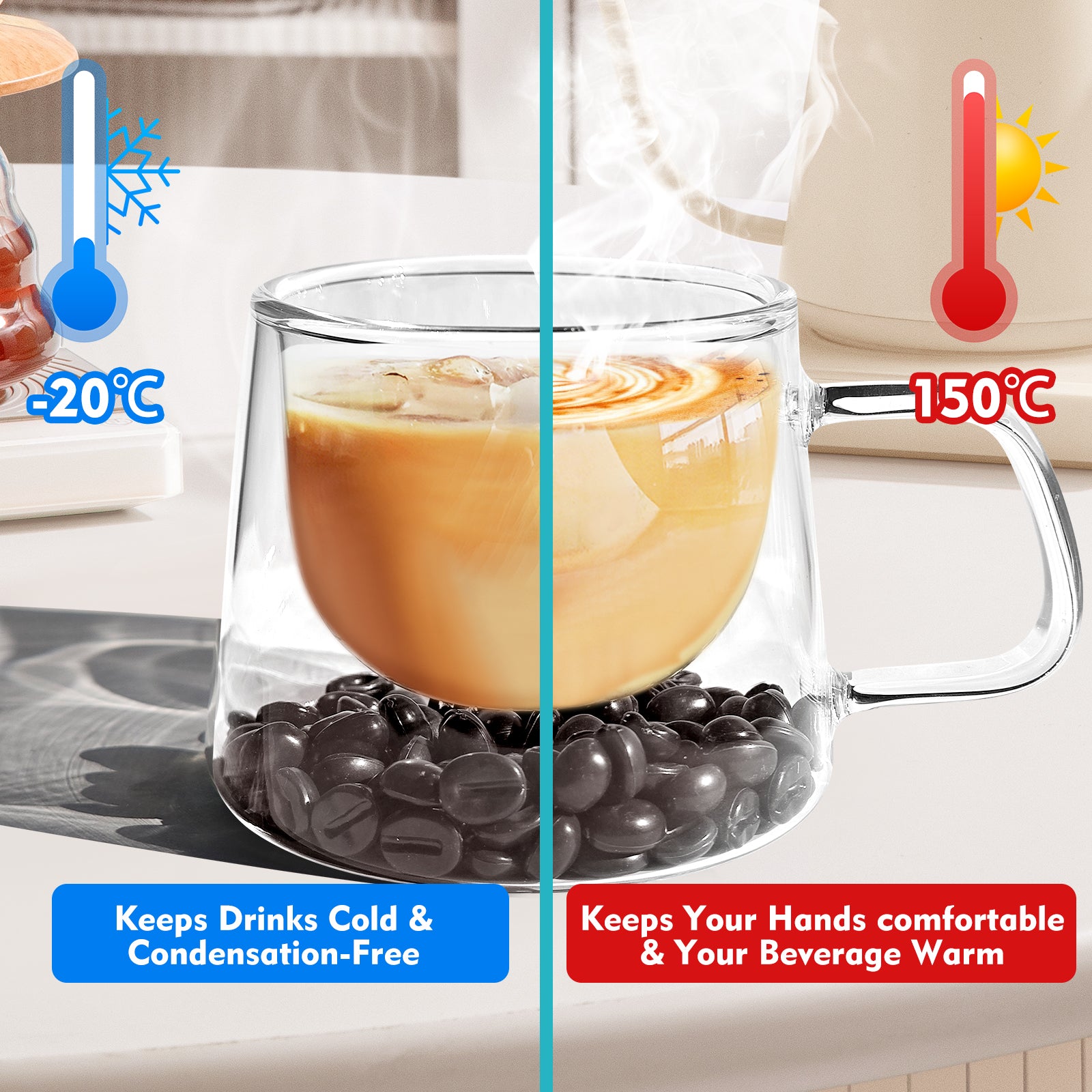 Floating Coffee Bean Illusion Cups Set of 2