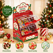 Christmas Candy Station with 4 Clear Bins & Scoops | Holiday Treat Display