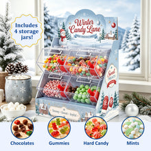 Christmas Candy Station with 4 Clear Bins & Scoops | Holiday Treat Display