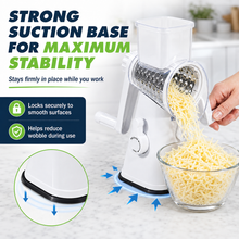 5-in-1 Rotary Cheese Grater, Manual Cheese Shredder, Hand Crank Cheese Grater With Reinforced Suction & 5 Interchangeable Drums - Easy to Use, Vegetable Chopper Round Mandoline Slicer