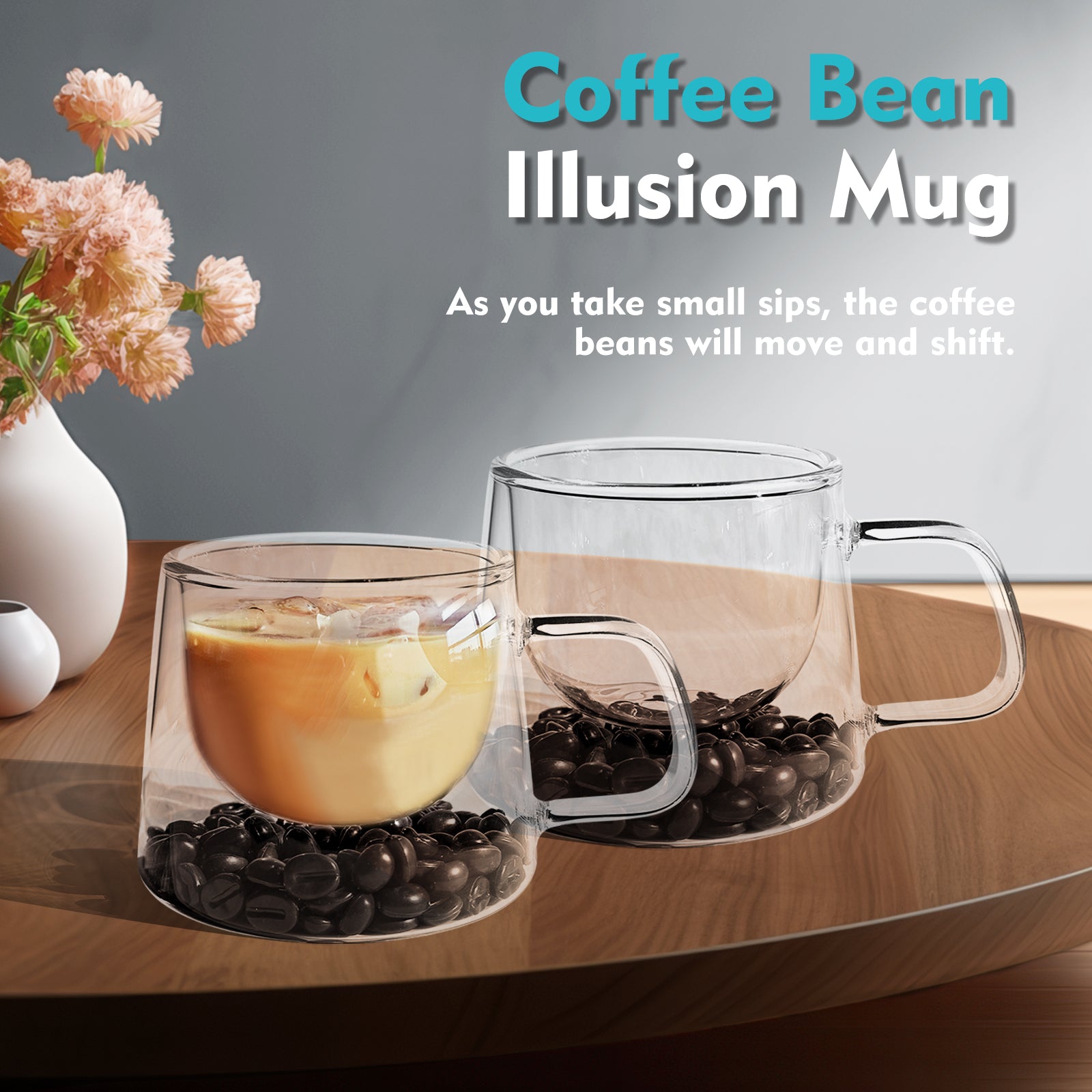 Floating Coffee Bean Illusion Cups Set of 2