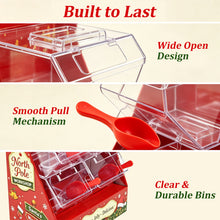 Christmas Candy Station with 4 Clear Bins & Scoops | Holiday Treat Display