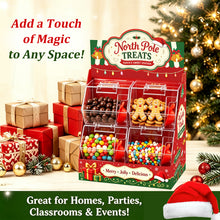 Christmas Candy Station with 4 Clear Bins & Scoops | Holiday Treat Display