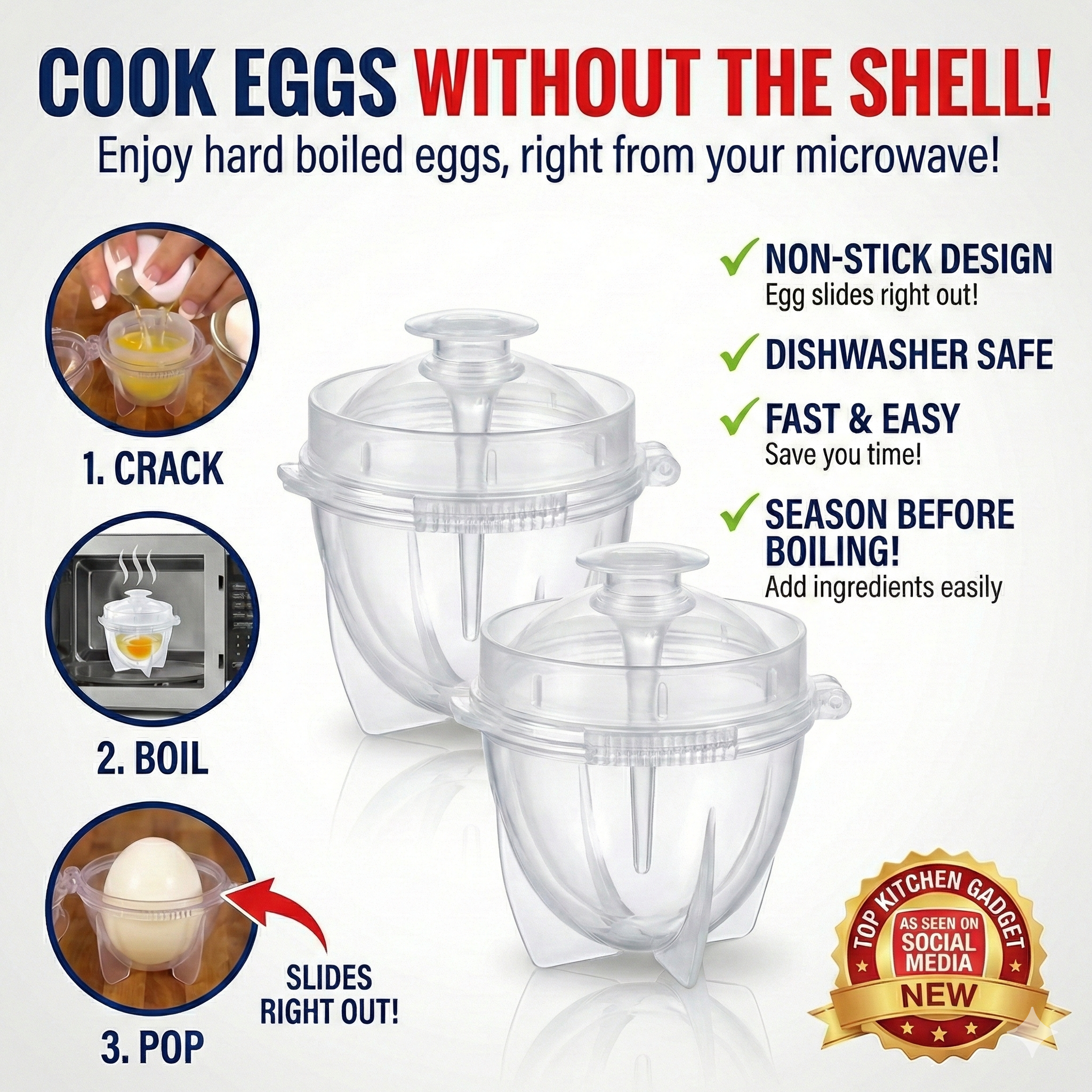 Egg Pops,Microwave Egg Cooker, Double Walled Egg Maker
