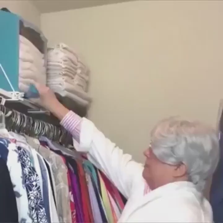Pull-Down Shelf System Includes Collapsible Bins
