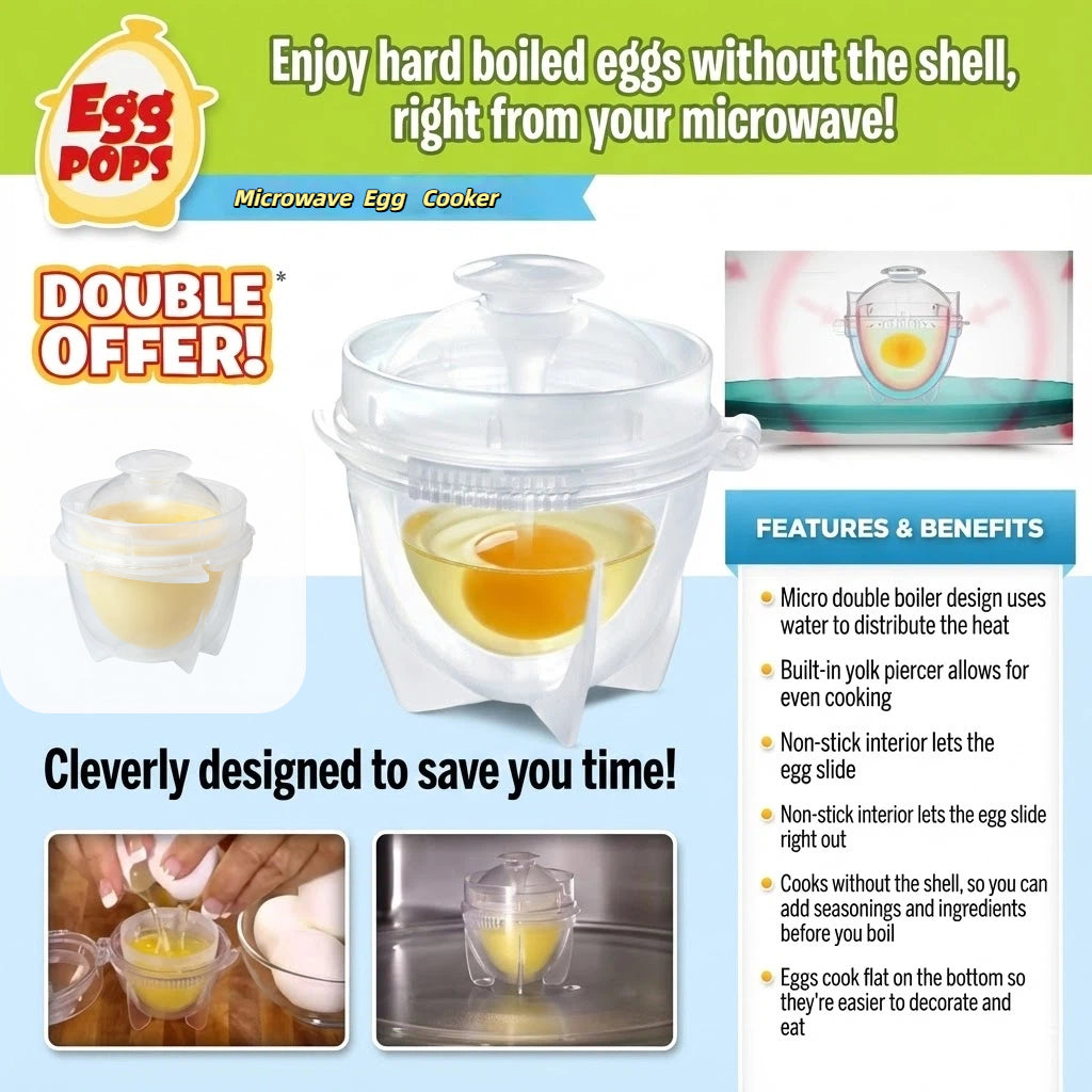 Egg Pops,Microwave Egg Cooker, Double Walled Egg Maker